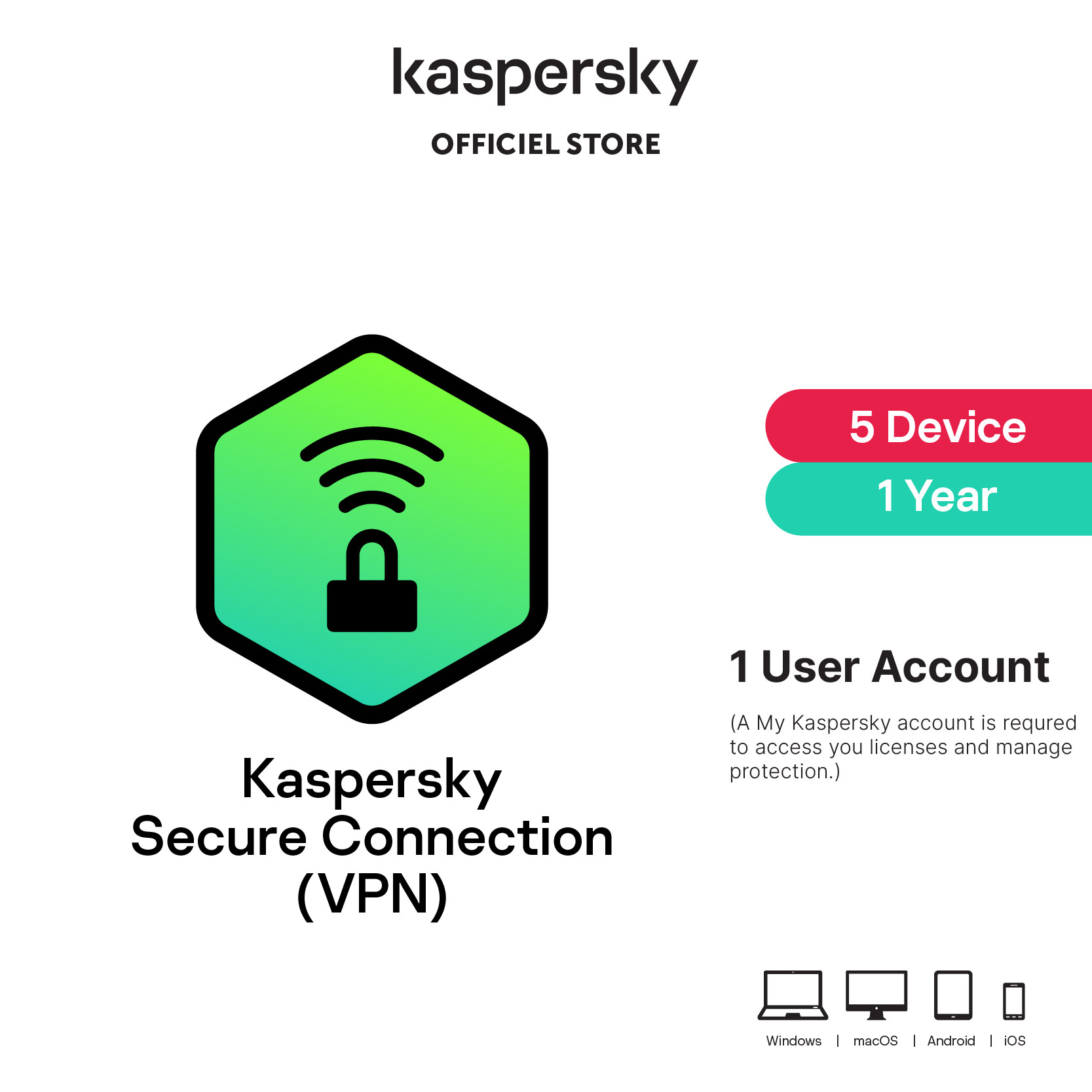 Kaspersky Secure Connection VPN 5 Devices 1 Year  